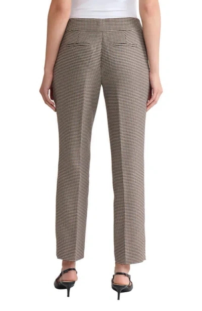 Kasper Houndstooth Flat Front Slim Pants In Neutral