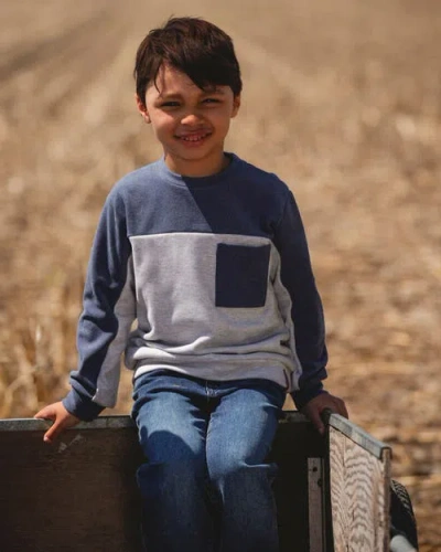 Deux Par Deux Long Sleeve Super Soft Brushed Jersey Top Color Block In Gray