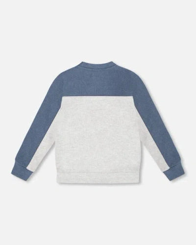Deux Par Deux Long Sleeve Super Soft Brushed Jersey Top Color Block In Gray