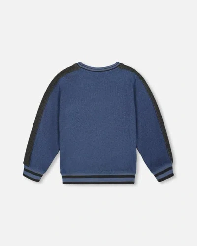 Deux Par Deux Super Soft Flat Back Rib Sweatshirt In Blue