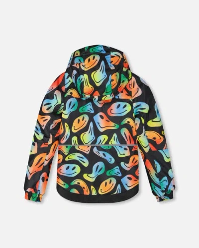 Deux Par Deux Two-piece Play Snowsuit With Allover Jacket Smiley Face In Multi