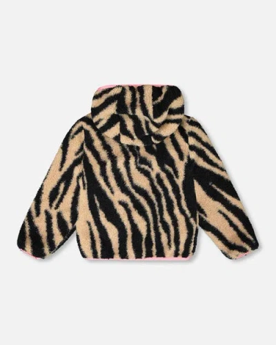 Deux Par Deux Reversible Mid-season Jacket Zebra In Neutral