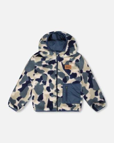 Deux Par Deux Kids Gender Inclusive Reversible Mid-season Jacket In Blue