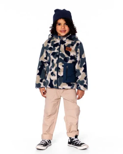 Deux Par Deux Kids Gender Inclusive Reversible Mid-season Jacket In Blue