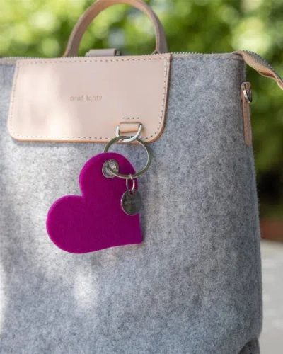 Graf & Lantz Graf Lantz Merino Wool Heart Key Fob In Pink