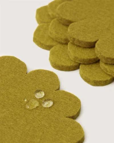 Graf & Lantz Graf Lantz Crest Merino Wool Coaster Solid 4 Pack In Green