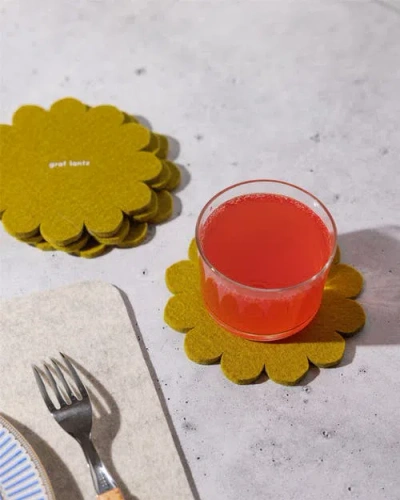 Graf & Lantz Graf Lantz Crest Merino Wool Coaster Solid 4 Pack In Green