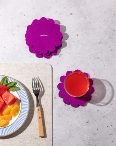 Graf & Lantz Graf Lantz Crest Merino Wool Coaster Solid 4 Pack In Pink