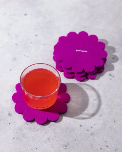 Graf & Lantz Graf Lantz Crest Merino Wool Coaster Solid 4 Pack In Pink