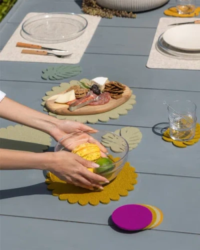 Graf & Lantz Graf Lantz Crest Merino Wool 10" Trivet In Yellow