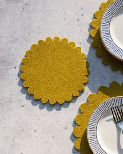 Graf & Lantz Graf Lantz Crest Merino Wool 8" Trivet In Yellow