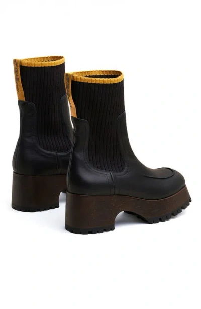 Charlotte Stone Loma Platform Lug Sole Clog Boot In Black