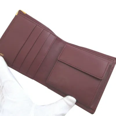 Pre-owned Cartier Must Bordeaux Leather Wallet (bi-fold) () In Burgundy