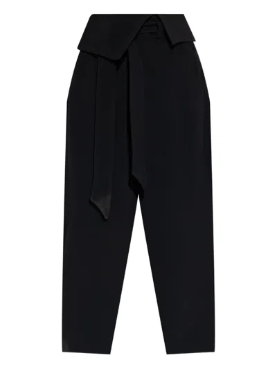 Attico Wrap-effect Belted Trousers In Black