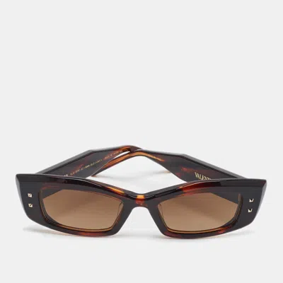 Pre-owned Valentino Brown Vls 109c V Quatro Frame Cat Eye Sunglasses
