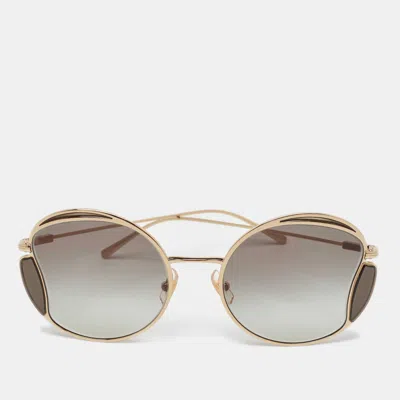 Pre-owned Miu Miu Grey/gold Tone Gradient Smu 56x Butterfly Sunglasses In Gray