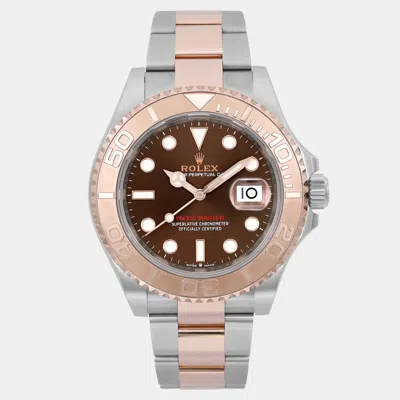 Pre-owned Rolex Yacht Master 126621 Automatic Chocolate Dial 18k Rose Gold Stainless Steel Men's Wristwatch 40 Mm In Brown