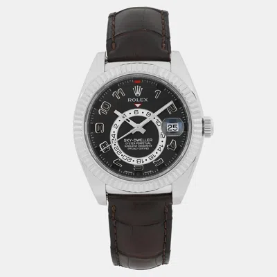 Pre-owned Rolex Sky Dweller 326139 Automatic Black Dial 18k White Gold Men's Wristwatch 42 Mm