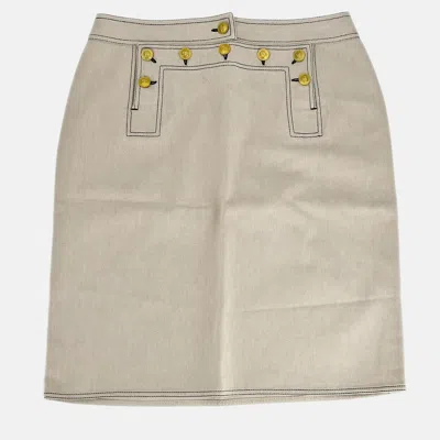 Pre-owned Chanel Beige Cotton Skirt Size 44 In Sand
