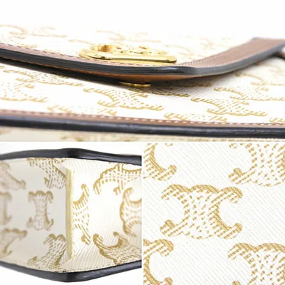 Pre-owned Celine Brown Off-white Pvc Leather Chain/shoulder Wallet () In Multi