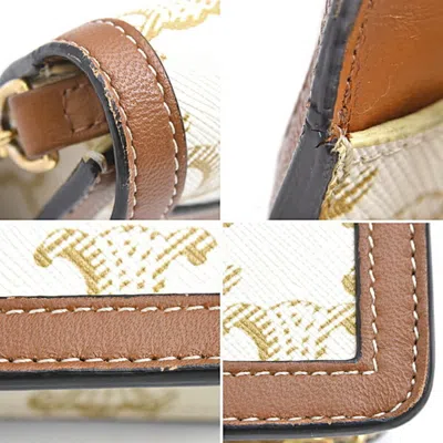 Pre-owned Celine Brown Off-white Pvc Leather Chain/shoulder Wallet () In Multi
