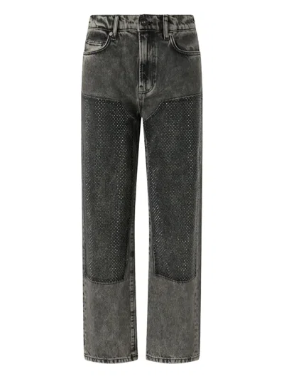 Pinko Grey Jeans With Rhinestone Applications In Black