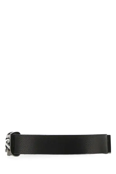 Saint Laurent Monogram Plaque Buckle Bracelet In Black