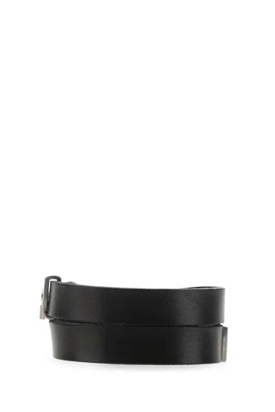 Saint Laurent Black Opyum Leather Double-loop Bracelet In Black