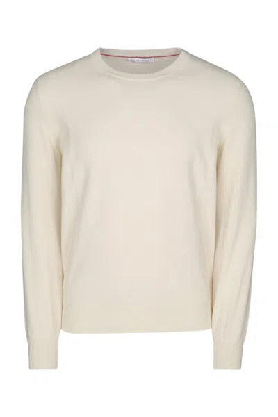 Brunello Cucinelli Crewneck Sweater In Panama Color In Neutral