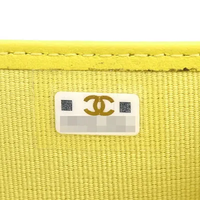 Pre-owned Chanel Matelasse Yellow Grained Calfskin Wallet (tri-fold) ()