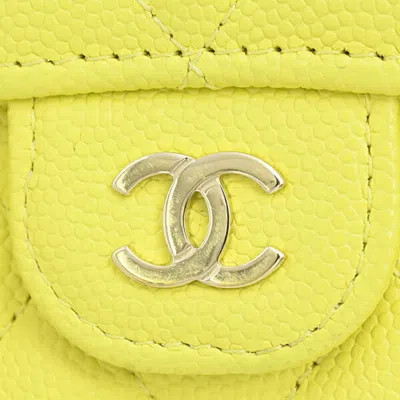 Pre-owned Chanel Matelasse Yellow Grained Calfskin Wallet (tri-fold) ()