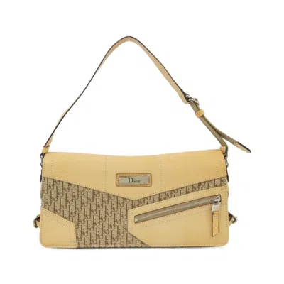 Pre-owned Dior Christian  Beige Canvas Leather Shoulder Bag ()