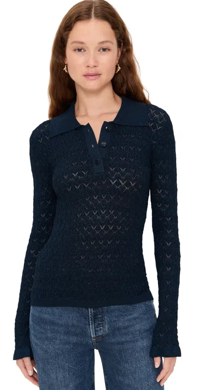 Sea Ruby Knit Long Sleeve Polo Navy In Blue