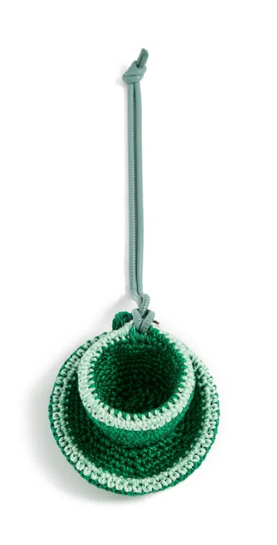 Jw Anderson J. W. Anderson Teacup-shaped Keychain With Leather Cord And Logo Detail In Green