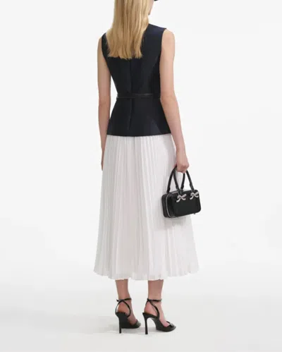 Self-portrait Navy Taffeta Midi Dress In Blue