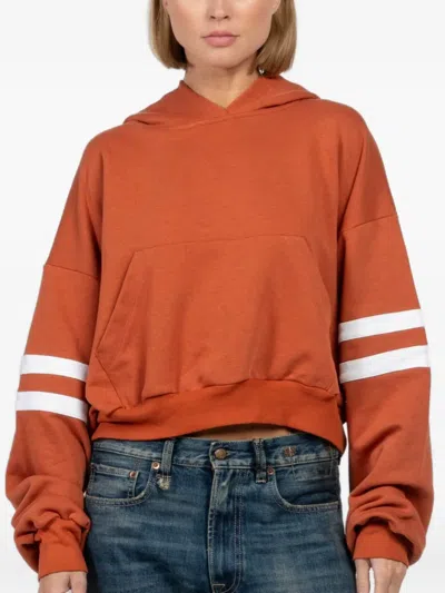 条纹细节连帽衫