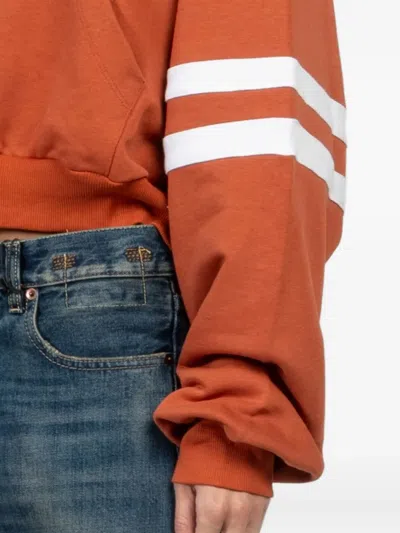 条纹细节连帽衫