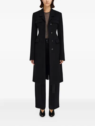 Ferragamo Flap-pocket Single-breasted Coat In Black