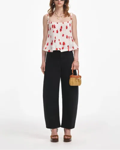Self-portrait White Floral Plisse Top White In White