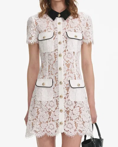 Self-portrait Mini Dress With White Lace Contrast Collar In White