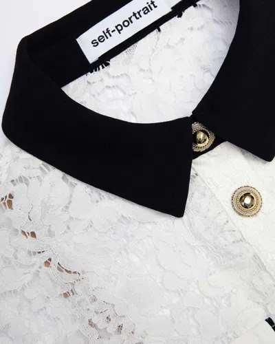 Self-portrait Mini Dress With White Lace Contrast Collar In White