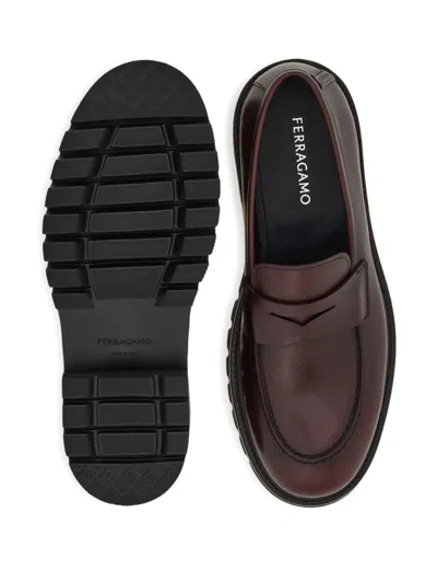 Ferragamo Saddle-strap Penny Loafers In Brown