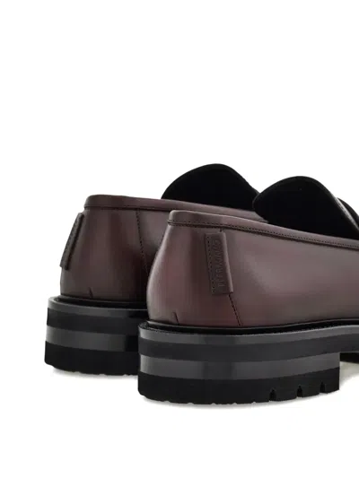 Ferragamo Saddle-strap Penny Loafers In Brown