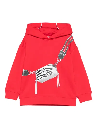 Marc Jacobs Girl's Trompe-l'oeil Bag Hooded Sweatshirt In Red