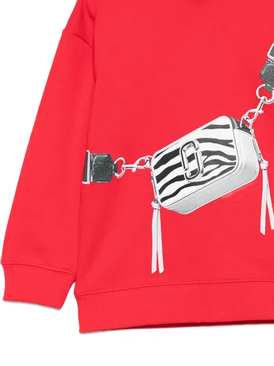 Marc Jacobs Girl's Trompe-l'oeil Bag Hooded Sweatshirt In Red
