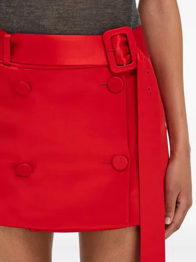 Ferragamo Belted Button-front Mini Skirt In Red