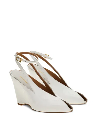 Ferragamo Wedge-heeled Platform Sandals In White