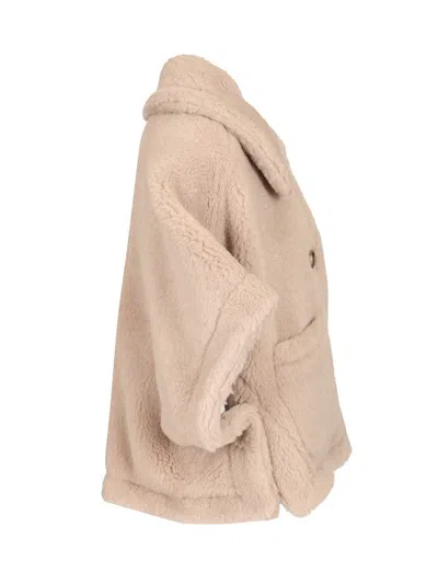 Max Mara Alpaca And Wool Teddy Cape Scarves And Foulards Beige In Neutral