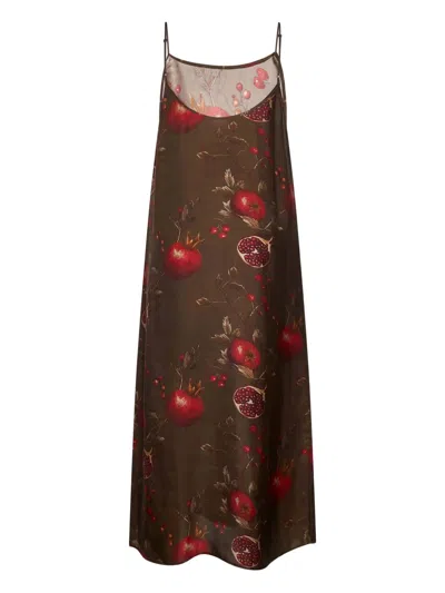 Uma Wang Floral Printed Midi Dress With Adjustable Straps In Multi