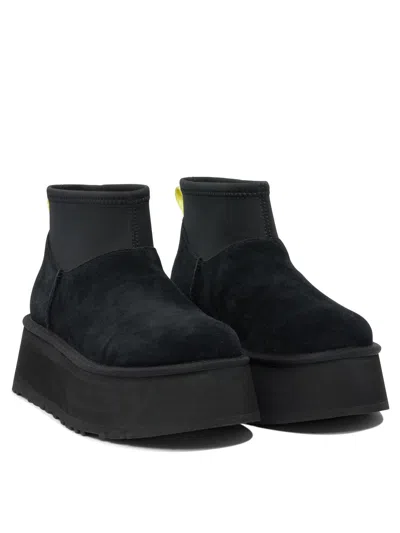 Ugg Black Suede Classic Mini Dipper Ankle Boots In Black